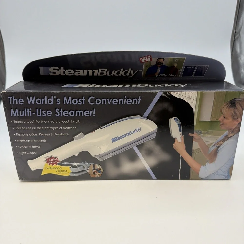STEAMBUDDY MULTI-USE HANDHELD CLOTHES GARMENT STEAMER WITH CREASER HOME/TRAVEL